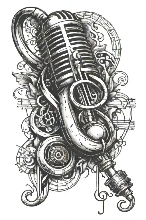 Condenser Mic And G Clef Symbol