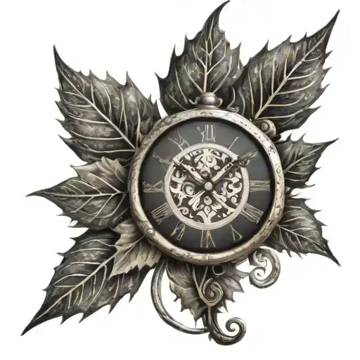 Clock With Maple Leaf Tribal