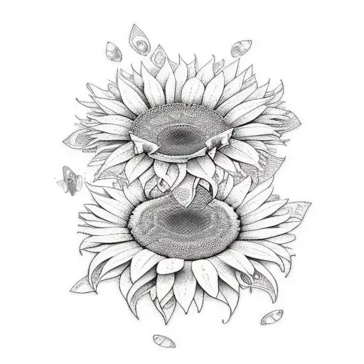 Spine And Hip Tattoo With Butterflies Sunflowers And Vines