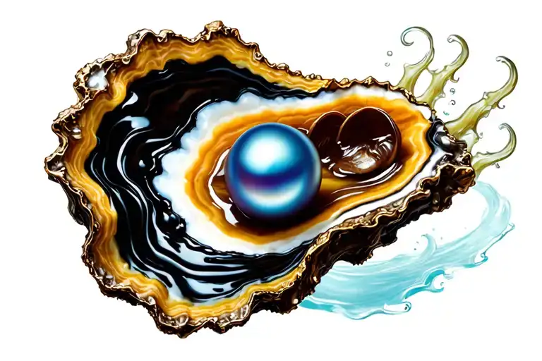 Black Oyster With A Blue Pearl Inside