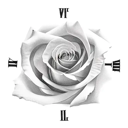 A Wishy Connected To A Clock And A Rose