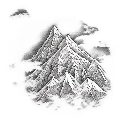 Mountain Range Wreathed With Clouds