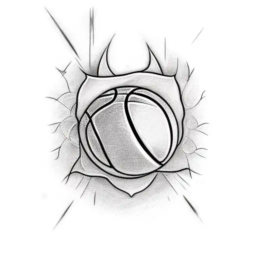 A Tattoo Of Your Favorite Cartoon Character Playing Basketball In A Blackwork Style
