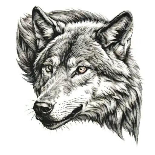 Wolf Head Female Head Underneath Each Other