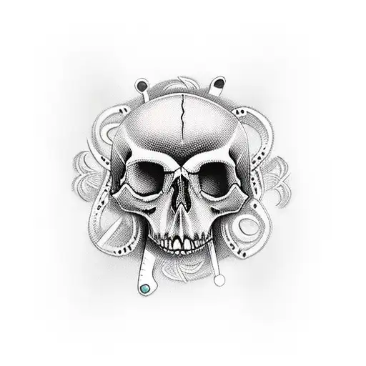Knife With Skull In Beaded