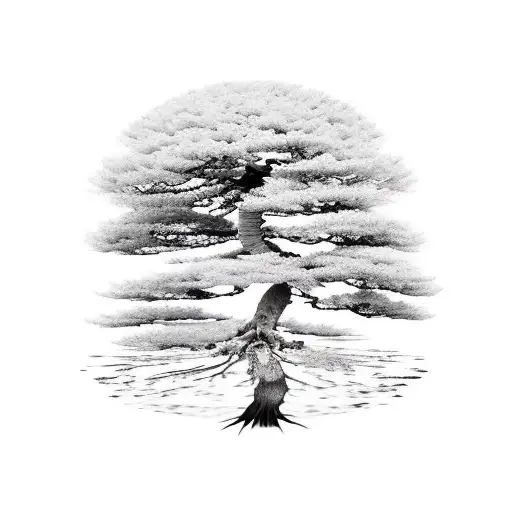 Bonsai Tree Breaking Pot With Roots Crawling Down Arm With Cross