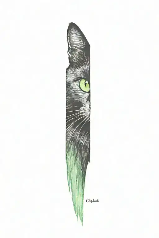 A Black Cat Walking Bright Green Eyes