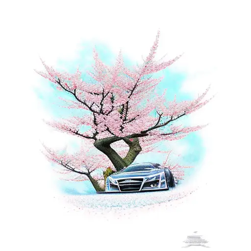 A Drifting Car Leaving A Trail Of Cherry Blossom Petals In Paris