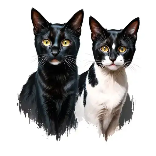 2 Black And White Cats