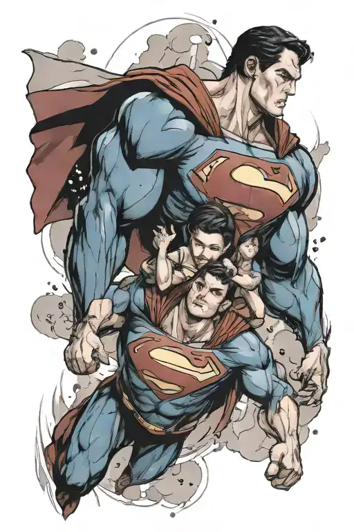 Superman Sleeve Tattoo Featuring Kids Birth Days