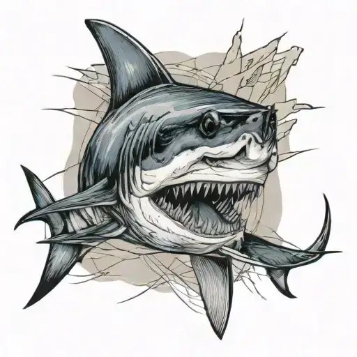 Mako Shark With A Old Sailor Chart In The Background