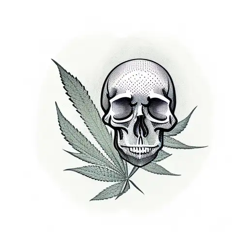 Skull With Marijuana Leaves Growing Out Of It