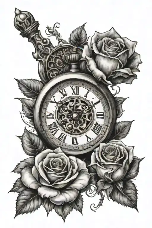 Rose Roman Numeral Clock Bible Verse Written