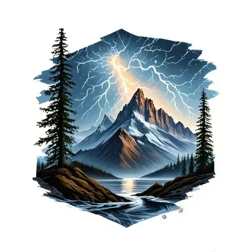 Thunder Storm Mountain Scene