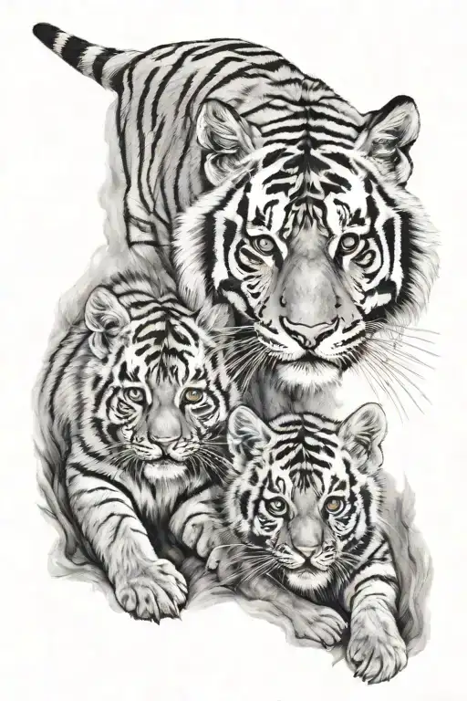 Kitten And Tiger Emerging