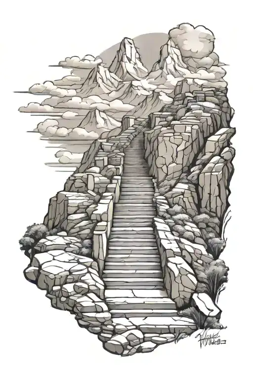 Stairway To Heaven With Mountain Range