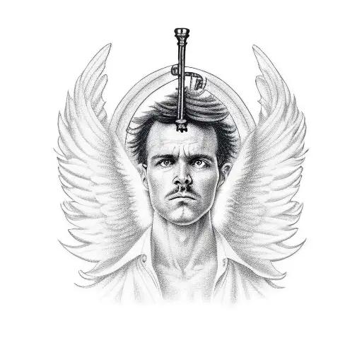 Angel Gabriel Blowing Into Trumpet