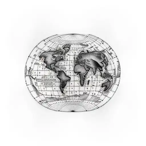 A Realistic Portrait Of A Musician Playing An Instrument In Front Of A World Map