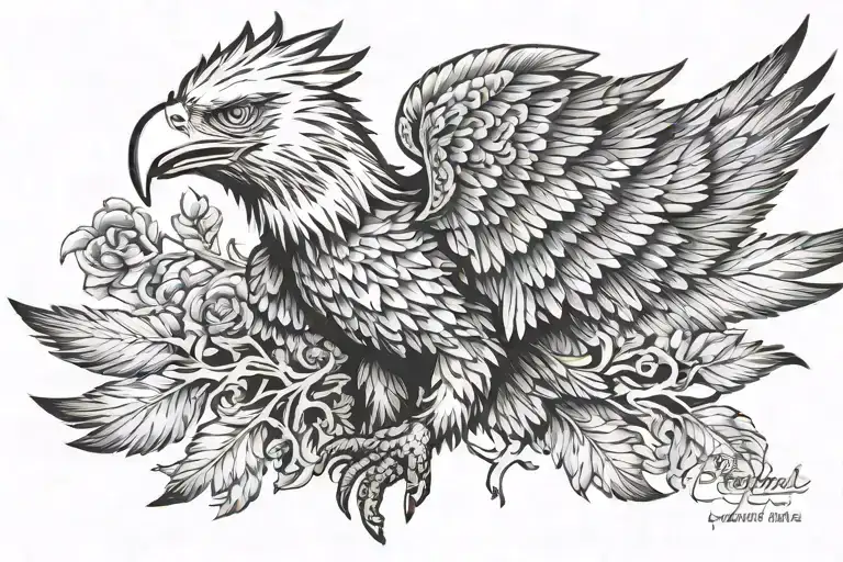 Fierce Flying Eagle Chest Tattoo Design