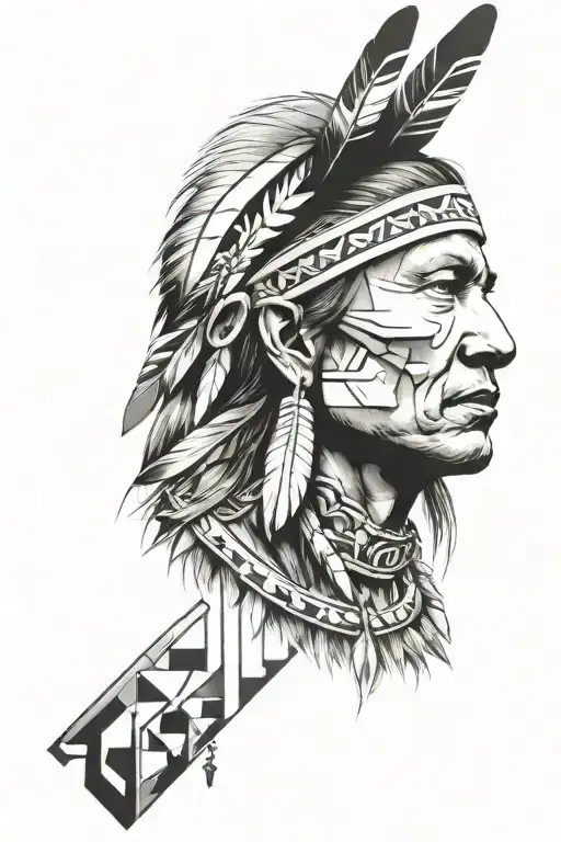 Native American With Geometric Shapes On Shin