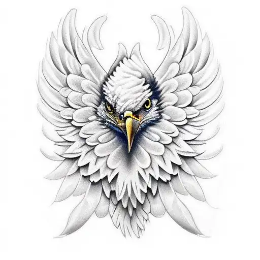 Design A Realistic Eagle Wing Tattoo With The Word 'Loyalty' Incorporated Into The Feathers