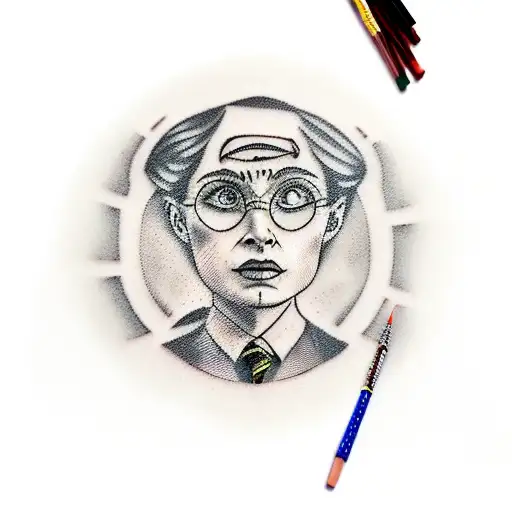 Realistic Portrait Of A Teacher Assistant Wearing A Harry Potter Themed Outfit