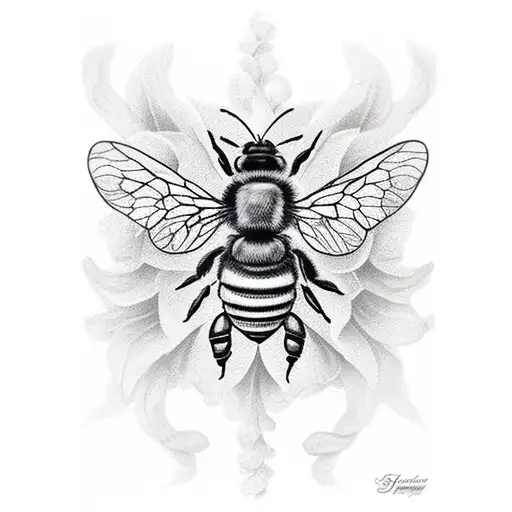 Complete Flowers With Bee And Human Lung Anatomical