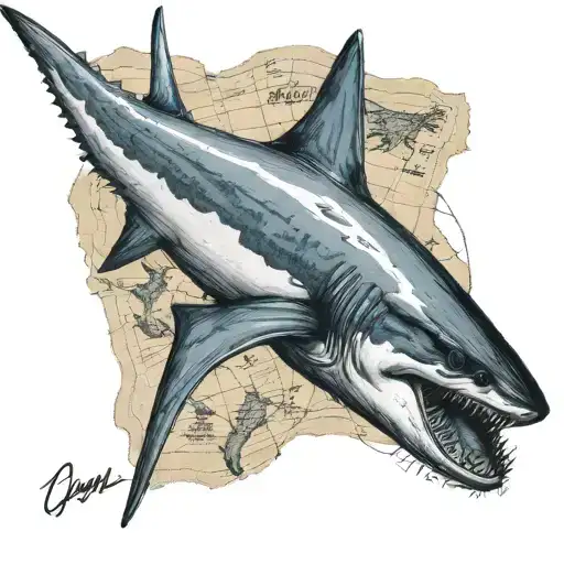 Mako Shark With A Map In The Background