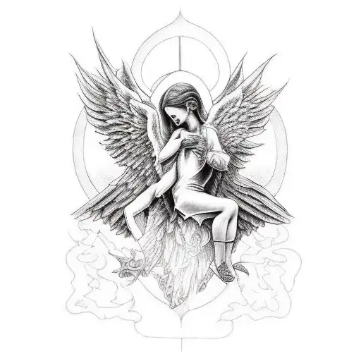 An Angel And A Demon Engaged In An Intense Battle