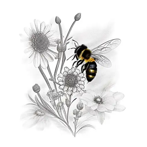 Wild Flowers With A Small Bee