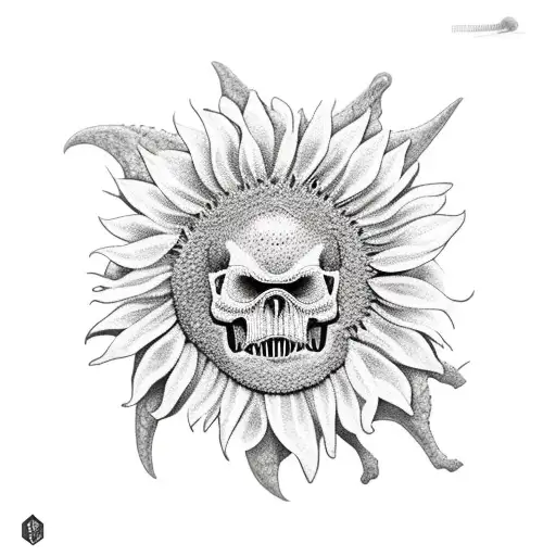 Sunflower And T-rex Dinosaure Skull