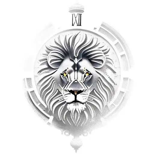 Lion With Roman Clock