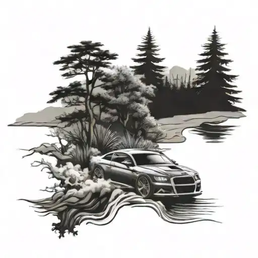 Jdm Car Drifting Nature Scene