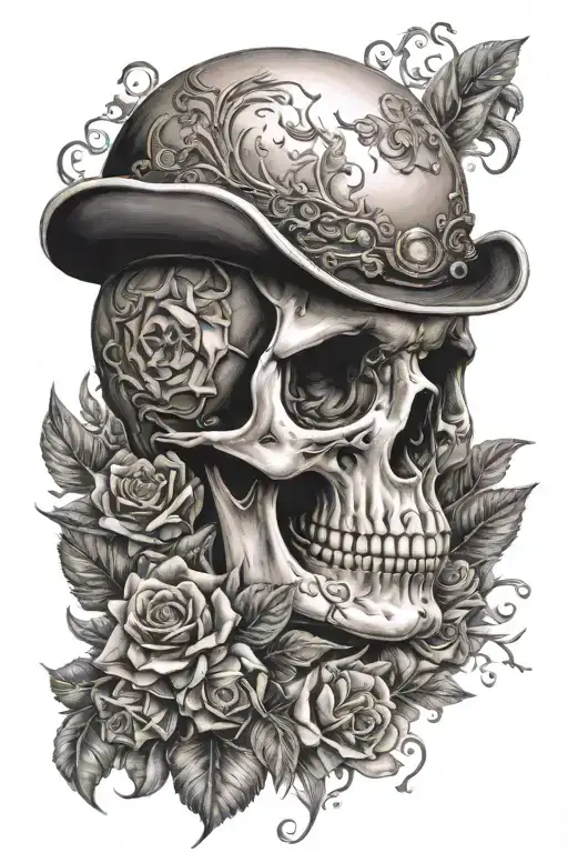 Half Sleeve Skull With Scene