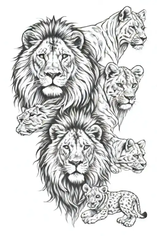 Lion And Three Little Lions