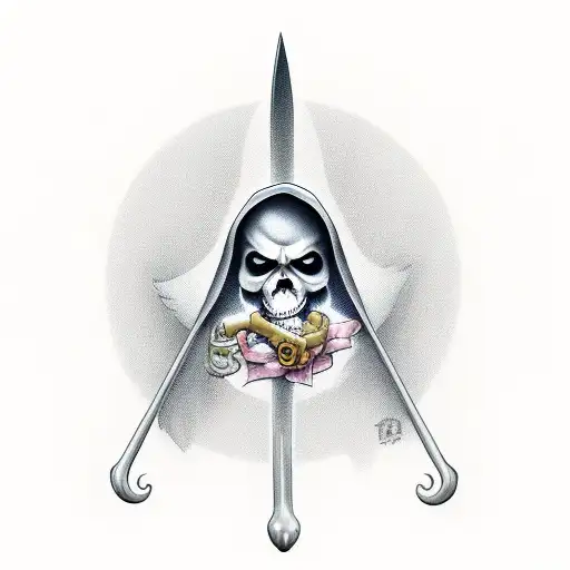 Grim Reaper With Dove Perched On His Scyth