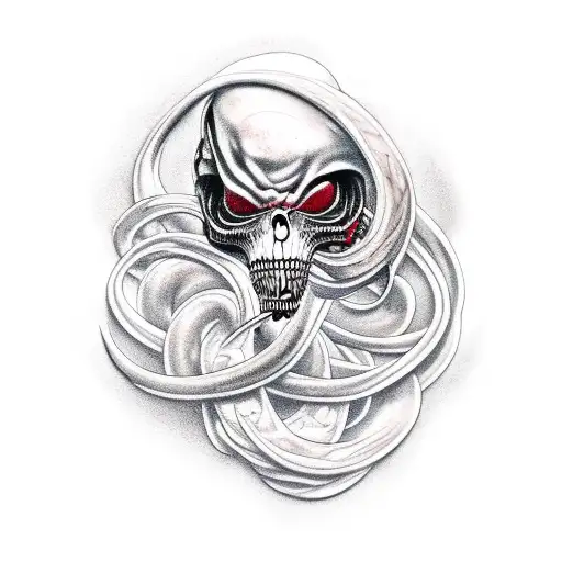 Serpant And Reaper Intertwined With Casket