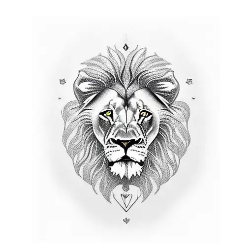 Lion Laying With Paws Infront And Rose Inbetween Paws