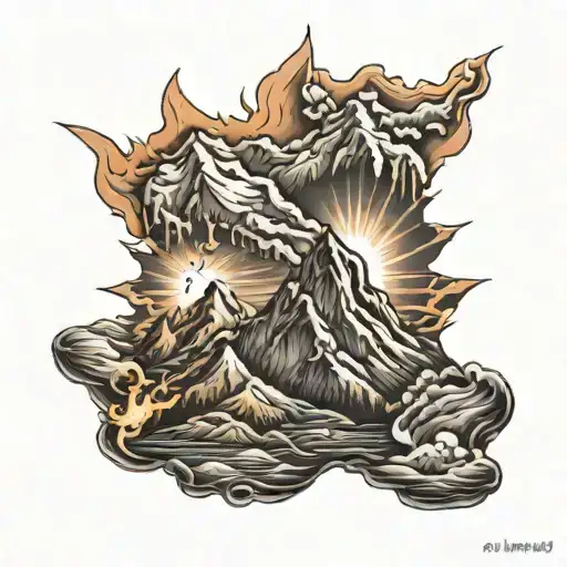 Mountain Range On Fire