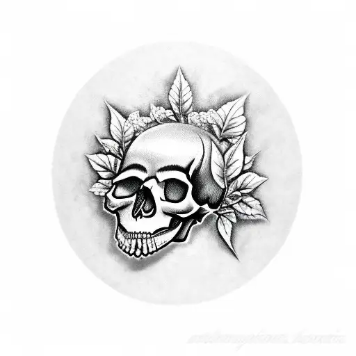 Skull With Laurel Leaves