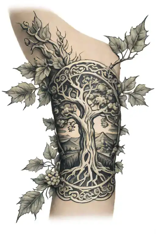 Tree Ornament Sleeve In Slavic Style