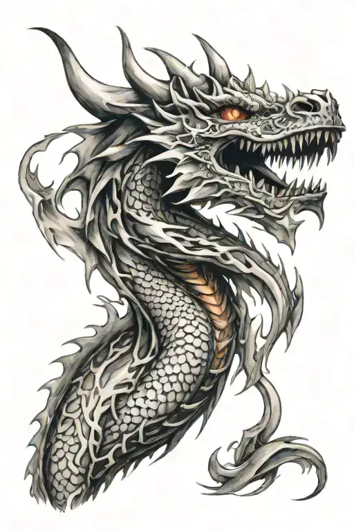 Dragon And Flames Surrounding