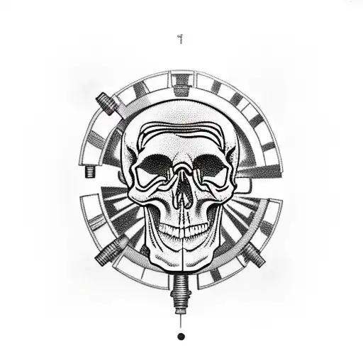 Skull With Mechanical Gears And Clockwork Elements