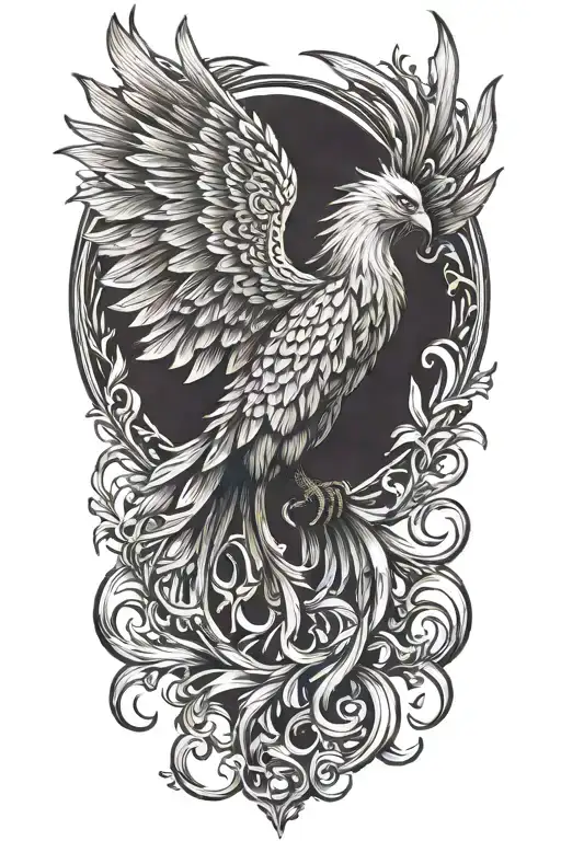 Phoenix With Wings Above Head