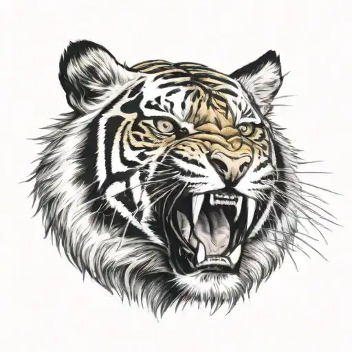 Tiger Roaring With Scar