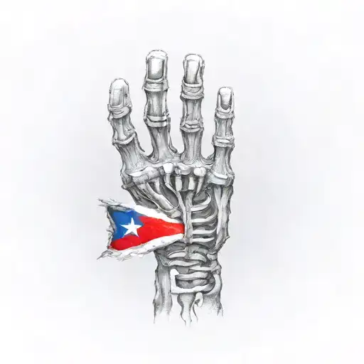 Skeleton Hand With Puerto Rican Flag