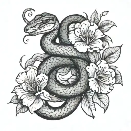 Flowers And Snake Wrapped