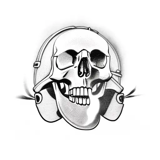 Skull With Firefighterhelmet And Flames
