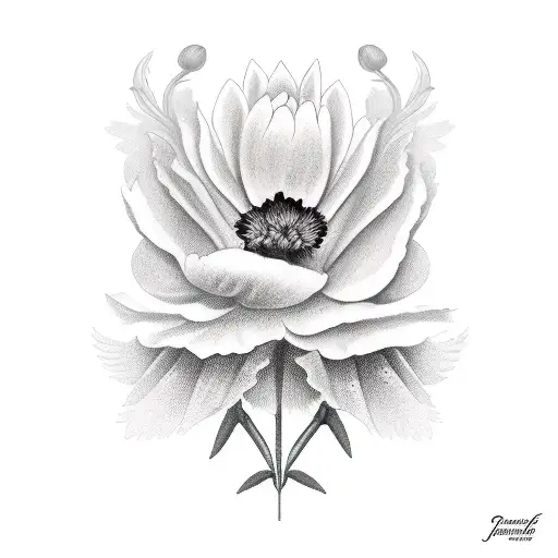 A Cardinal With A Peony