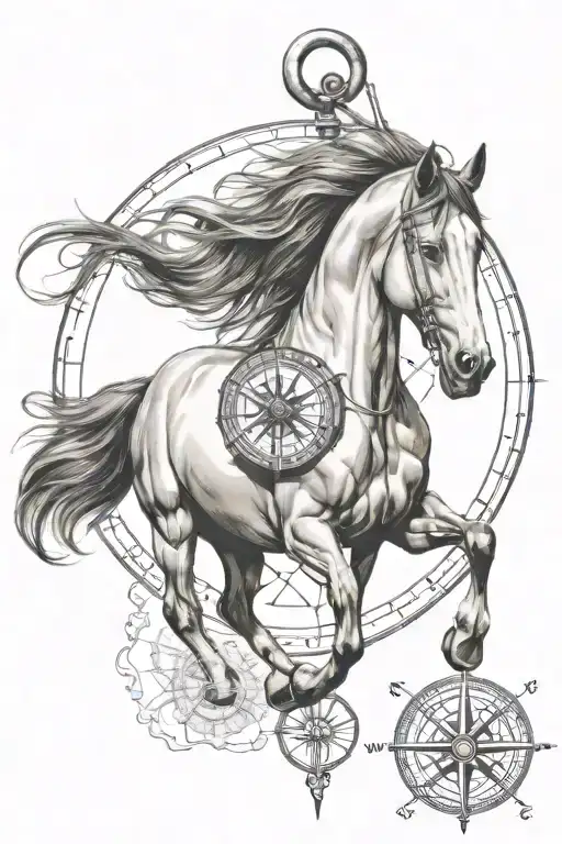 Horse With Compass Behind It
